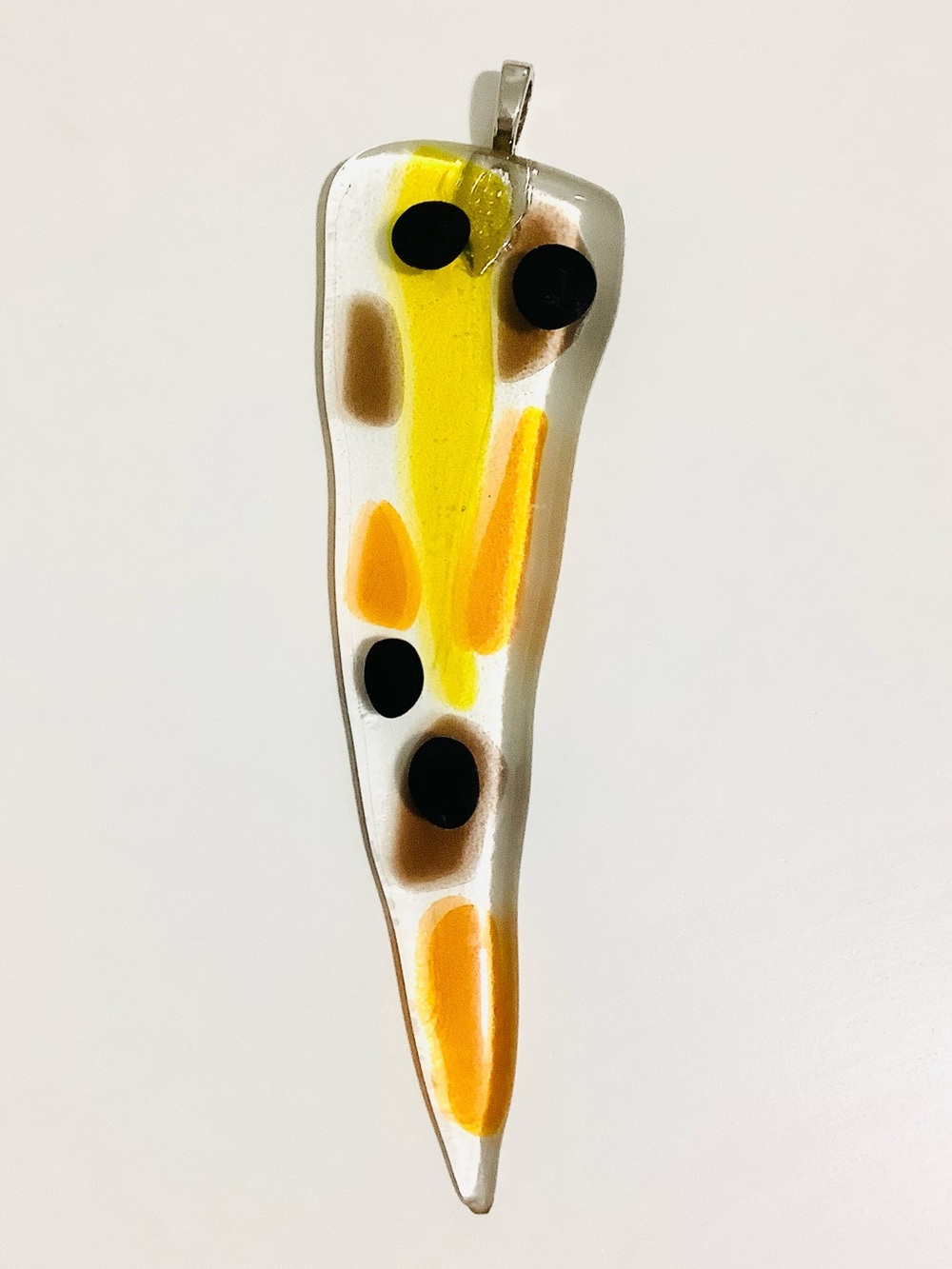 💚 3 For $30 Handmade Fused Pepper Shaped Colorful Glass Pendant